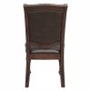 Traditional Style Dining Room Table w Leaf and 4x Side Chairs Dining 5pc Set Brown Cherry Finish Upholstered Seat Wooden Furniture