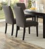 Contemporary Dining Table Ash Black Polyfiber Upholstery 6x Side Chairs Cushion Seats 7pc Dining Set Dining Room Furniture