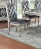 Traditional Formal Silver / Grey Finish 7pc Dining Set Table w 6x Side Chairs Rubber wood Intricate Design Tufted back Cushion Seat Dining Room Furnit