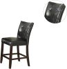 Dining Room Furniture 6pc Counter Height Dining Set Dining Table w Storage 4x High Chairs 1x Bench Black Faux Leather Tufted Seats Faux Marble Table T