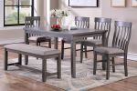 Dining Room Furniture Simple 6pc Set Dining Table 4x Side Chairs and A Bench Solid wood and veneers