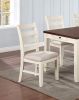 Luxury Look Dining Room Furniture 6pc Dining Set Dining Table w Drawers 4x Side Chairs 1x Bench White Rubberwood Walnut Acacia Veneer Ladder Back Chai