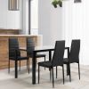 5 Pieces Dining Table Set for 4,Kitchen Room Tempered Glass Dining Table ,4 Faux Leather Chairs ,Black