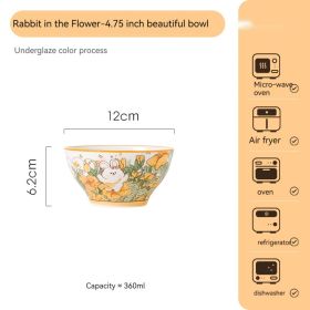 Ceramic Tableware Cartoon Large Binaural Plate Good-looking Steak Plate Fruit Salad Bowl (Option: 4.75Inch)