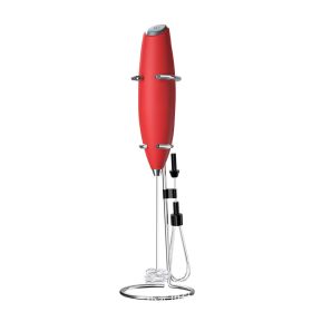 Electric Whisk Milk Frother Coffee Handheld Wireless Blender (Color: Red)