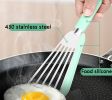 Nonstick Fish Spatula, Thin Slotted Spatulas Turner Silicone Fish Spatulas For Nonstick Cookware, High Heat Resistant BPA Free Cooking Utensils, Ideal