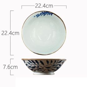 High Temperature Underglaze Color Hand-painted Ceramic Cross Grain Bowl (Option: 9inch)