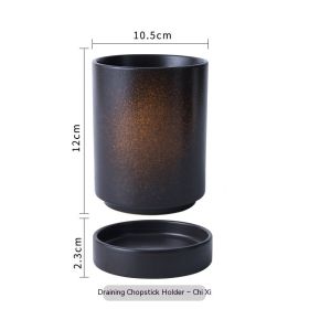 Japanese-style Ceramic Chopsticks Holder Household Tableware Storage Box (Option: Late Twilight)