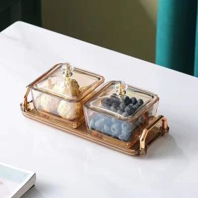 Dried Fruit Tray Living Room Home Glass Fruit Snack Dish Grid Candy Plate (Option: Amber Tray 1 2 Plates 2 Covers)