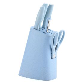 Color Straw Cutter With Cutting Board Suit (Option: Blue 6PCs)