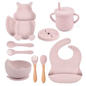 Silicone Squirrel Tableware Baby Silicone Food Supplement Set Baby Spork Integrated Silicone Plate Suit (Option: Y26-Suit)